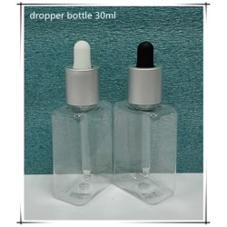 方形 PET30ML滴管瓶 鍍銀旋蓋，黑白膠頭，大量現(xiàn)貨
