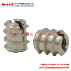 專業(yè)供應(yīng)銅零件用自攻螺套，開(kāi)槽型內(nèi)外牙螺套，高品質(zhì)碳鋼鍍鋅