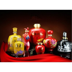 陜西太白瓷器酒瓶5斤裝定做，粉彩陶瓷酒瓶1斤裝批發(fā)