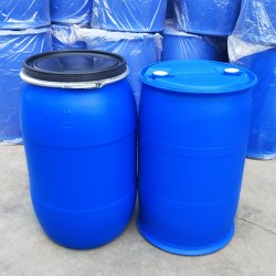 200L塑料桶化工桶全新藍(lán)色200升塑料桶鐵箍桶法蘭桶